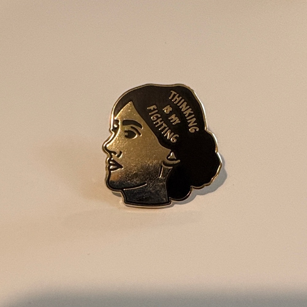 Black and Gold Enamel Virginia Woolf Pin